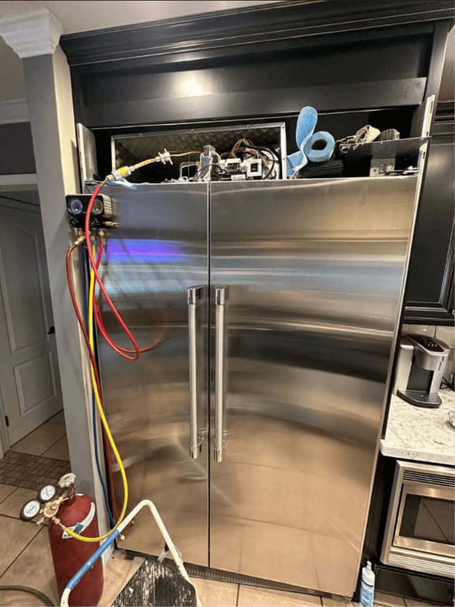 Sealed-system repair with gauges on a Sub-Zero in Miami