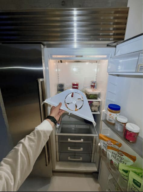 Evaporator fan replaced inside a Sub-Zero refrigerator in Miami